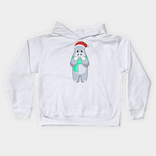 Hippo Christmas Scarf Kids Hoodie